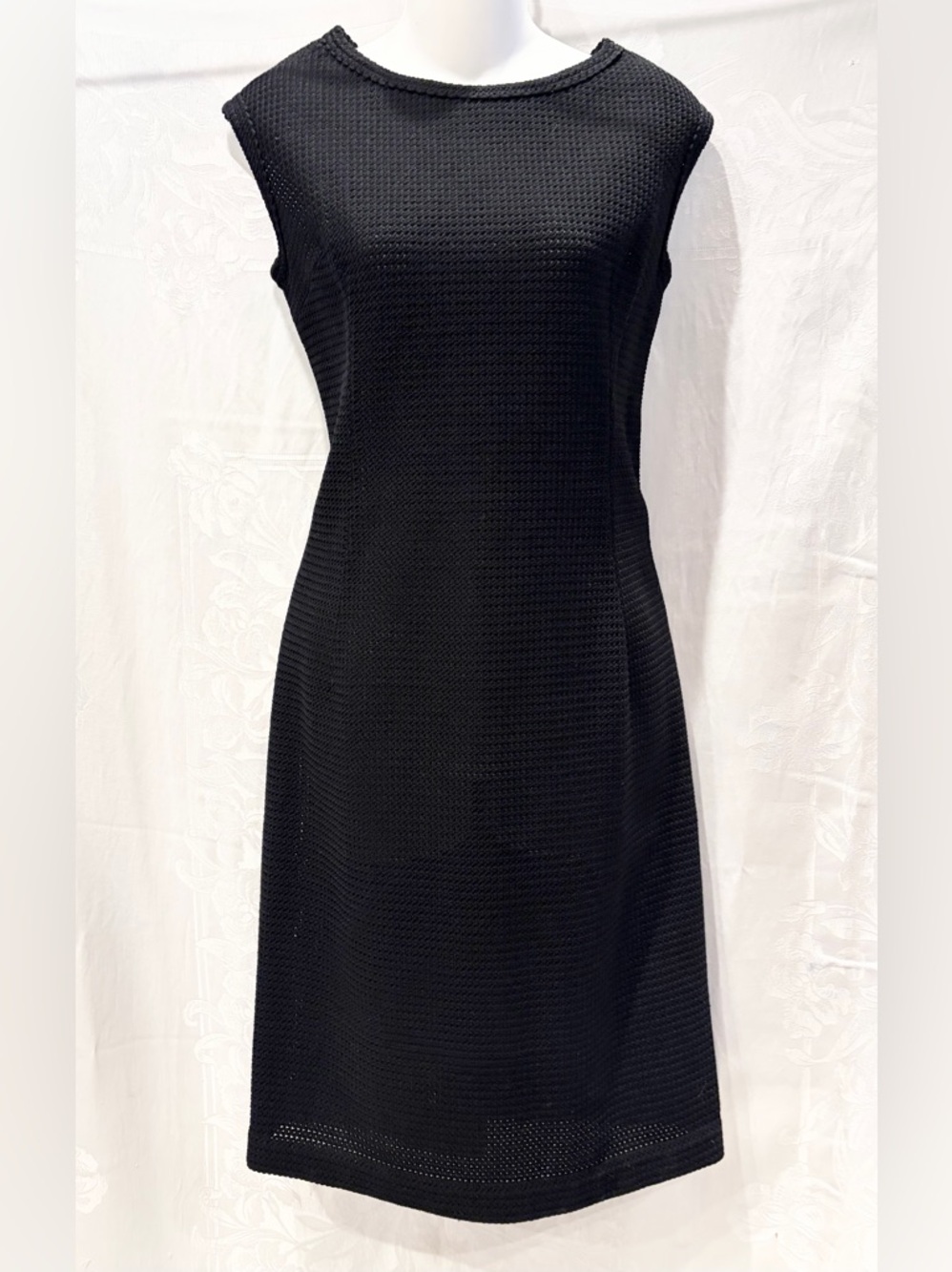 Vintage 1960's HANRO Black Wool Mesh Sheath Dress Swiss 10 US 6 Mint Condition